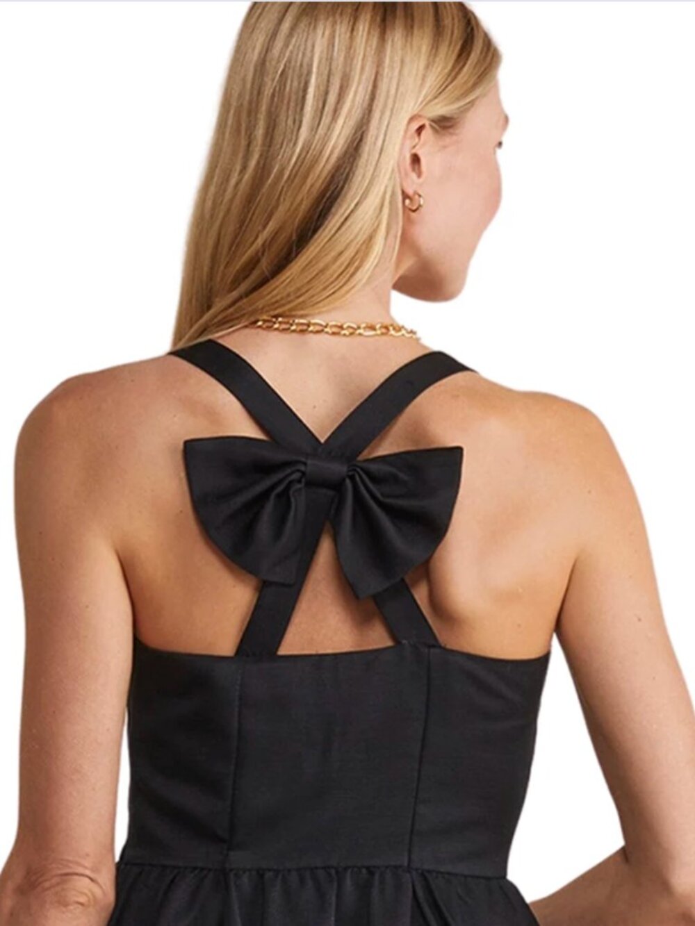 Vineyard Vines Black Bow Back Fit & Flare Silk Dress Wedding Guest Party 14 NWT - Picture 4 of 14